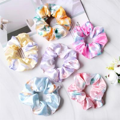 China Custom Color Hair Accessories Rainbow Headband Gradient Tie Dye Elastic Scrunchies For Girls for sale