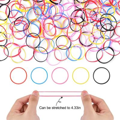 China 1000Pcs/Pack Custom Colorful Disposable Hair Tie Small Elastic Hair Bands Rubber Hair Bands For Kids for sale