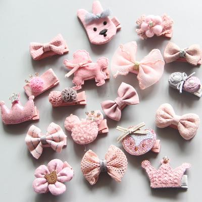 China Wholesale Hair Decoration Cute No Damage 3D Hairpin Girl Bow Crown Flower Knitted Kids Baby Hair Clip for sale