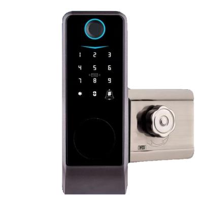 China Hotel/Room/Apartment/Airbnb; 40~90cm (Thickness) WIFI Door Handle Sliding Door Handle Waterproof Aluminum Keyless Digital Fingerprint Lock Smart Locks for sale