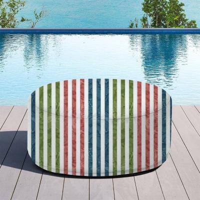 China Modern Inflatable Indoor Outdoor Ottoman Stools Abstract Hand Paint Stain Textured Vertical Stripes Foot Rest For Portable Adults for sale