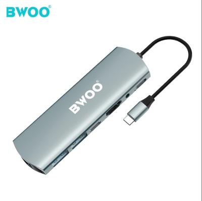 China Wholesale Charging+Data transfer BWOO 7 station abs+pc 7 port palladium 60w usb c hub dock multifunction flame retardant material in 1 usb c hub for sale