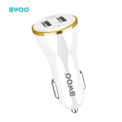 China Hot Selling 2.4a Mobile Phone BWOO Amazone Mini Car Portable Universal USB Car Charger 12v 2 Smart Charger Adapter for sale