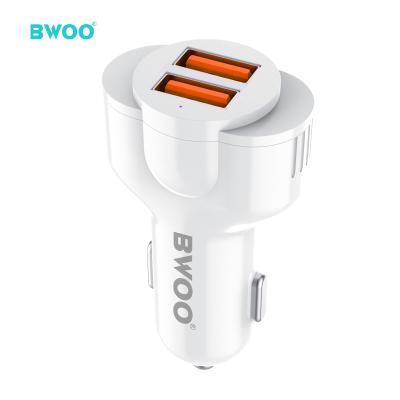 China Wholesale Flame Retardant Material Car 12v MP3 GPS Bwoo Mobile Phone Tablet Dual Car Phone Charger ABS+PC USB Car Charger for sale