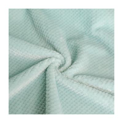 China Anti-static solid color printing plain jacuqard polyester fabric wholesale flannel blanket fabric for blanket for sale