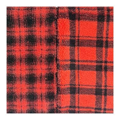 China Customized design sherpa polyester printing plaid sherpa fleece fabric anti-static emptier sherpa for sale