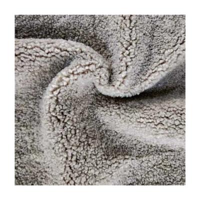 China Solid 100% poly print sherpa fur fabric blanket sales anti-static gray sherpa fabric for sale