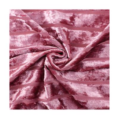 China Breathable Fashionable Korea Style Diamond Stretch Velvet Fabric Stripe Diamond Velvet For Ladies Dress for sale