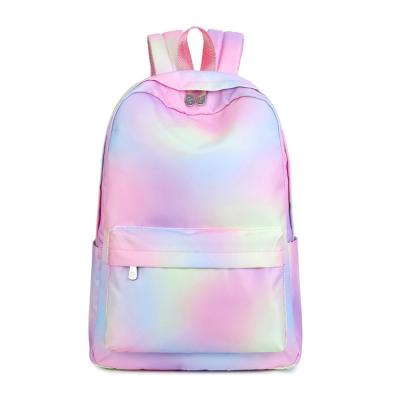 China Rainbow Gradient Color Student Waterproof Schoolbag Large Capacity Children's Backpack For Girls Cute Polyester 0.46KG for sale