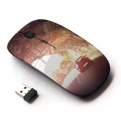 China Best Ultrathin Wireless Mouse 2.4ghz Wireless Mouse Cheap Gift Advertising Flat Full Color Printing Wireless Mouse for sale