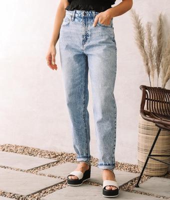 China High Quality Breathable Mom Jeans Denim Pants Ladies Straight Jeans for sale