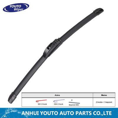 China 100% Natural Rubber Vehicle General Boneless Wiper High Performance Flat Windscreen Wiper for sale