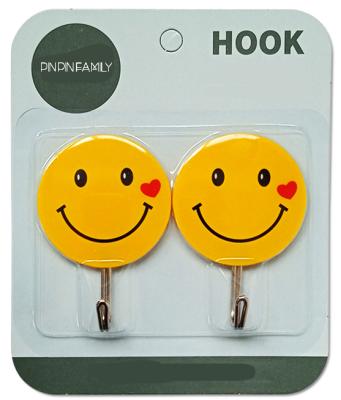 China PINPINFAMILY Smiley Sticky Hook Bathroom Jacket Kitchen Household Wall Viable Creative Plastic Self Adhesive Hooks For Coat Hat Towel for sale