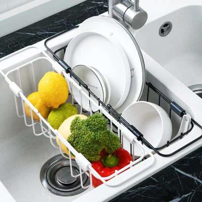 China Pinpinfamily Wholesale Creative Stainless Steel Storage Latest Kitchen Retractable Sink Rack for sale