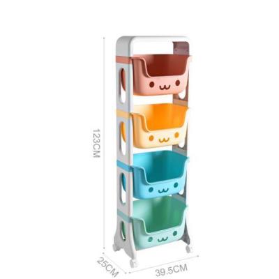 China Wholesale High Quality Custom Pinpinfamily Four Tier Color Household Toy Storage Rack Organizer Plastic Mobile Cart Stored for sale