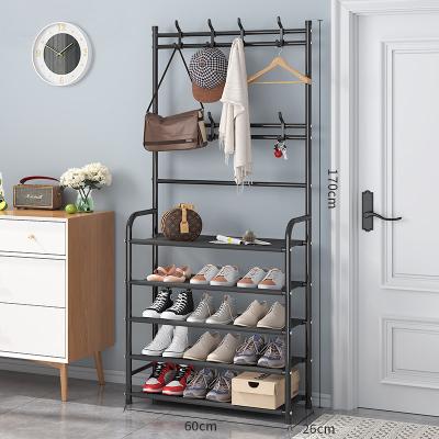 China (Other) PINPINFAMILY Adjustable Home Organizer Shoe Shelf Single Shoe Cabinet Storage Rack 5 Layers Combination Coat Hat Shoe Hat Rack Large Capacity for sale