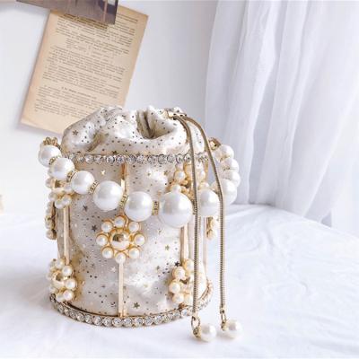 China Simple Fashion Diamond Rhinestone Pearls Beaded Wedding Clutch Purse Handbags For Women Luxury for sale