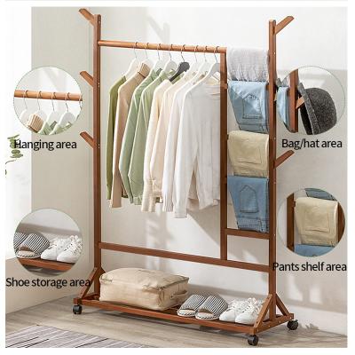 China Bedroom Multi-Function Mobile Single Floor Hanger Rack Clothes Rack Single Pole Coat Rack for sale