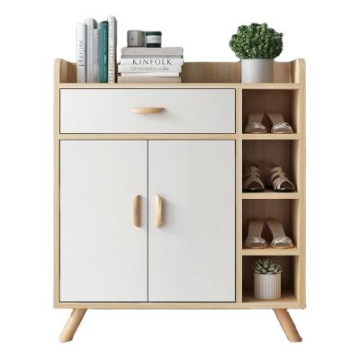 China Modern Hot Sale Shoe Storage Cabinet Shoe Rack Designs Wood With 1 Door 1 Drawer For Living Room for sale