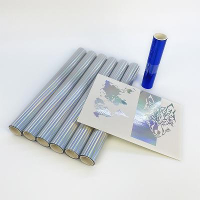 China Customized Silver Holographic Heat Transfer Laser Laminator Foil Toner Craft Work Card Paper Hot Stamping Reactive PET for sale