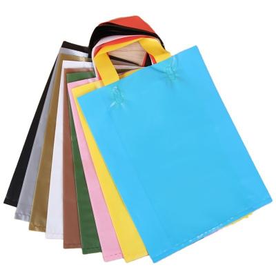 China Disposable Gift Shop Carry Reusable LDPE Eco-Friendly Custom Clean Logo Printing Bottom Gusset Plastic Shopping Bags With Handle for sale