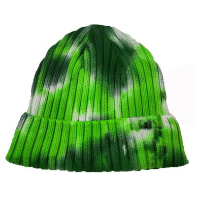 China COMMON Customize Tie Dye Beanie Washed Hat Winter Hats Women Knitted Beanie Winter Hats for sale