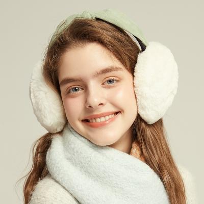 China Comfortable Soft Plush Winter Fox Fur Warm DDP Ear Protection Rates Cover Ear Muffs for sale