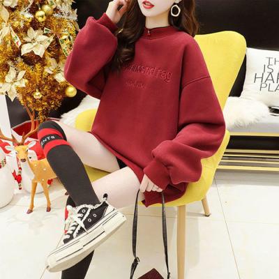 China Custom Private Label Logo White CrewNeck Oversized Pullover Anti-Wrinkle Printing Hoodies Sweatshirt Women for sale