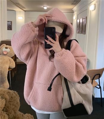 China Winter Autumn Anti-Wrinkle Low MOQ Fashion Hooded Sweater Lambswool High Quality Long Sleeve Zipper Half Loose for sale