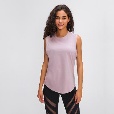 China Anti-Wrinkle Women T-shirt Camping Travel Yoga Wear Cotton Casual Rise 100% Sleeveless Tee Tops Blouse for sale