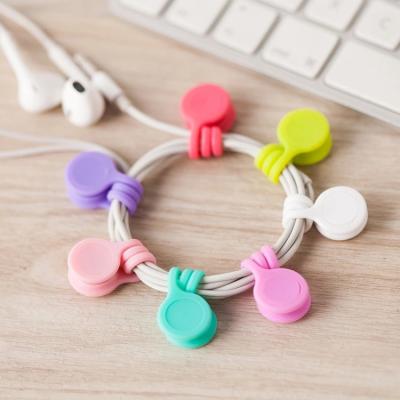 China For Earphone Cable Winder Magnetic Holder Clips Silicone Cable Wire Organizer Muti-use Reusable Desktop Data Silicone Earbuds for sale