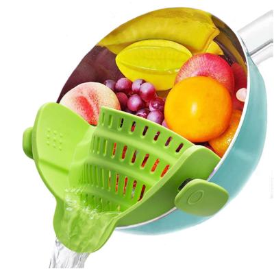 China Viable Silicone Food Strainer Pot Pan Bowl Funnel Strainer Kitchen Rice Blanching Colander Kitchen Accessories for sale