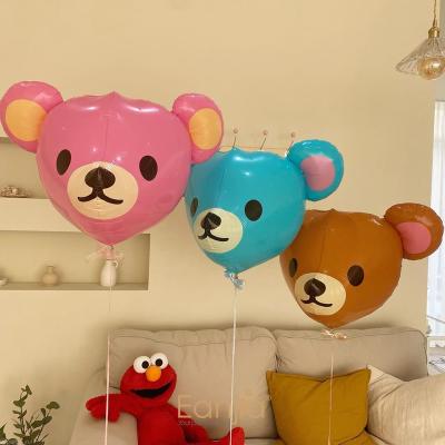 China Teddy Bear Head Foil Balloons 25in Animal Aluminum Float Gift Toy Eanjia 3D Cartoon Balloon Birthday Party Decoration By Helium for sale