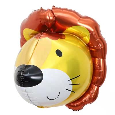 China Lion Head Foil Balloons 28in Cartoon Animal Aluminum Float Toy Gift Toy Eanjia 3D Birthday Party Decoration Animal Balloon Gift By Helium for sale