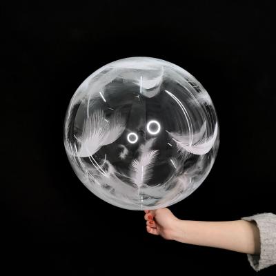 China Gift Toy Gift Toy Eanjia 18 inch white feather printed bubble balloons for sale