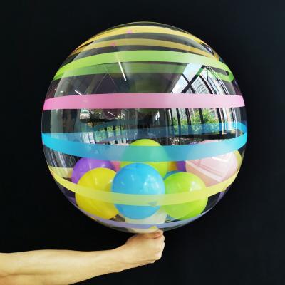 China Gift Toy Gift Toy Eanjia 20 Inch Rainbow Stripe Bubble Balloons Bobo Balloon Decorations For Party Supplies for sale