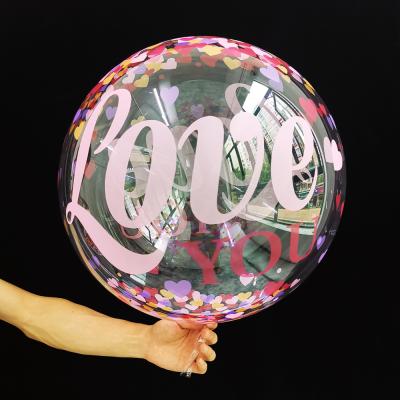 China Gift Toy Gift Toy Eanjia globo Bobo For Helium Birthday Party 20 Inch Love U Printing Bubble Balloons for sale