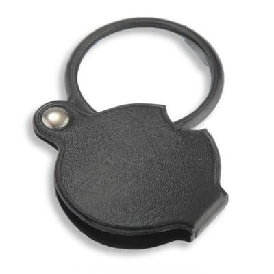 China Wholesale Leather Magnifier 10x 50mm Mini Leather Folding Magnifying Glass for sale