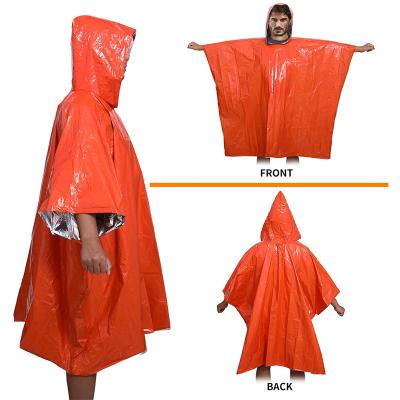 China Bachelor Waterproof Clothing Camping Survival Gear Warm Dry Raincoat Mylar Space Rescue Thermal Blanket for sale