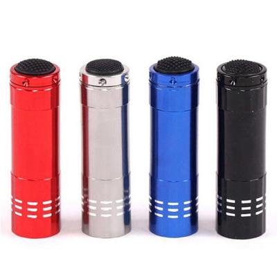 China Emergency Logo Customized Pocket Lamp Rubber Handle 9 LED Tactical Flashlight for sale