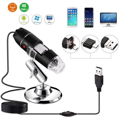 China 500X 1000X 1600X USB Microscope, Metal Base Digital Magnification Endoscope Camera 8 LED for Android, Windows DH-MR1600X for sale