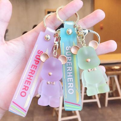 China Wholesale Cute Kawaii Color Letter Plastic Crystal Resin Bear Keychain Multi Bracelet For Women for sale