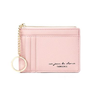 China Women Fashion Leather Wristlet Wallet Custom Logo Credit Card Key Chain Holder for sale