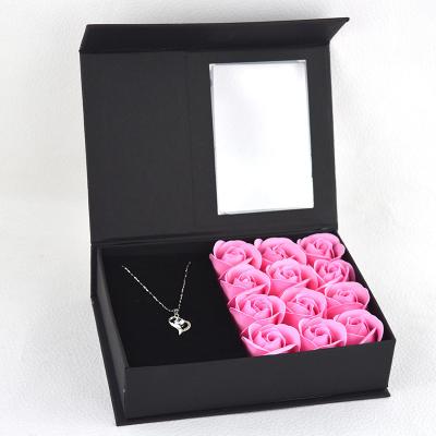 China Custom Jewelry Box Wholesale Cheap Eco-friendly Rose Engagement Wedding Ring Jewelry Valentines Gift Packing Box for sale