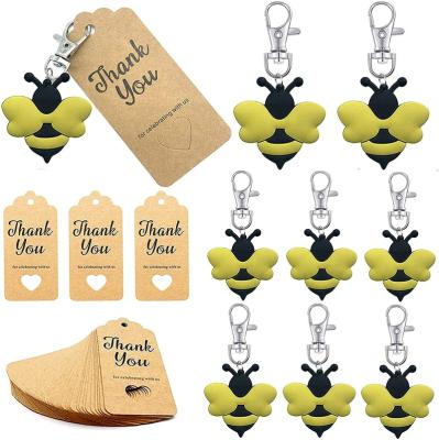 China 20Pcs PVC Bee Shape Keychains Bee Theme Favors Baby Shower Favors Supplies For Kid Birthday Ornament Souvenirs Gift for sale