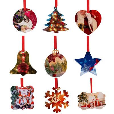 China Christmas Home Decoration DIY Christmas Decoration Supplies Hanging Ornaments Foil Sublimation Aluminum Christmas Ornament for sale