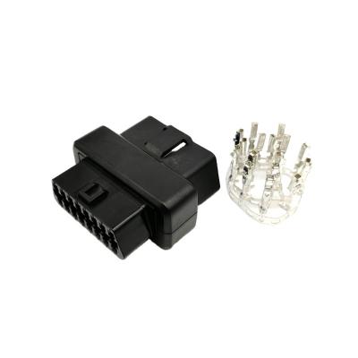 China Universal OBD2 16 Pin Connector Housing OBD Male + Female + Shell + Terminal for Car Diagnostic Tool Code Reader Male to Female Adapter for sale