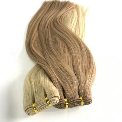 China Weft 613 Human Remy Hair Extensions Blonde Thick Bottom Color Silky Straight Wave Bundle for sale