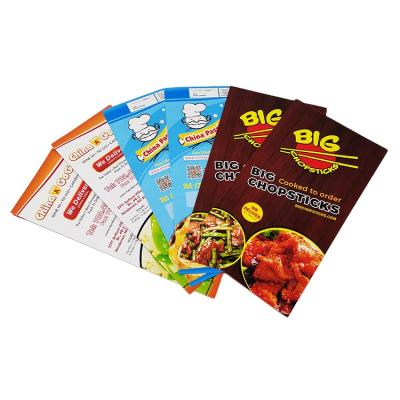 China Gift Promotion Flyer 70lb A3 Restaurant Menu Brochure Custom Printing Full Color Triple Printing for sale