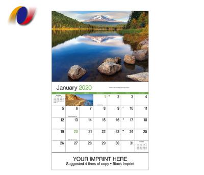 China paper & Landscape Calendar 2021 Wall Calendar Cardboard Customized Full Color Printing Custom for sale